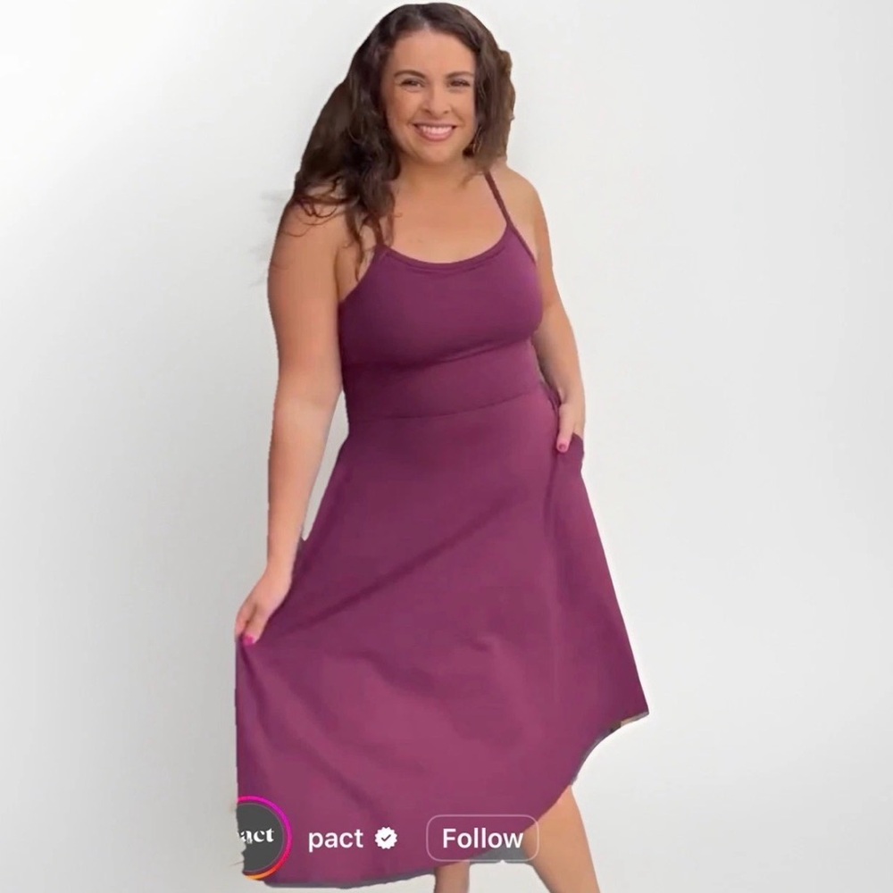 Pact Organic Short Summer Dress Strappy Open Back Purple XXL Natural Fiber